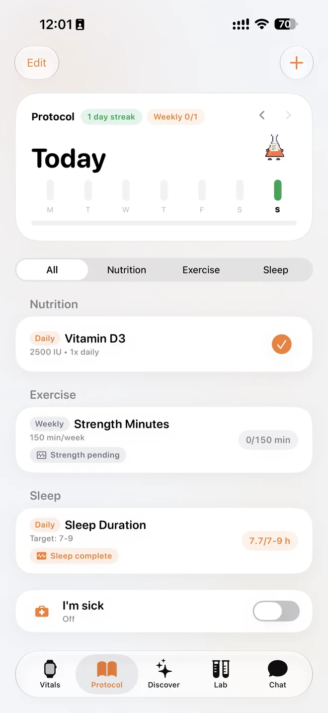 Protocol screen