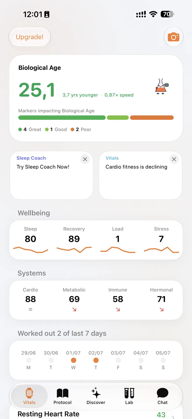 Vitals screen