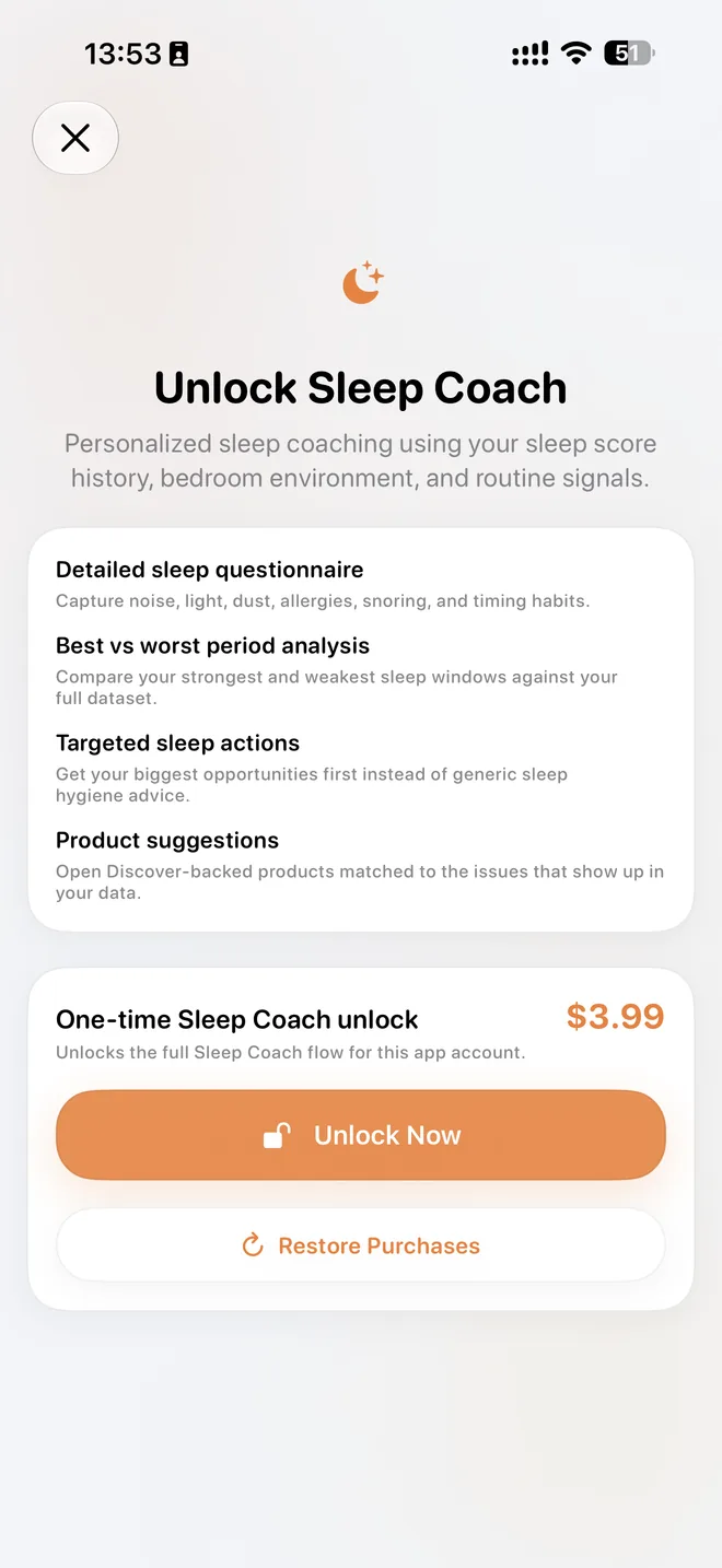 Sleep Coach screen