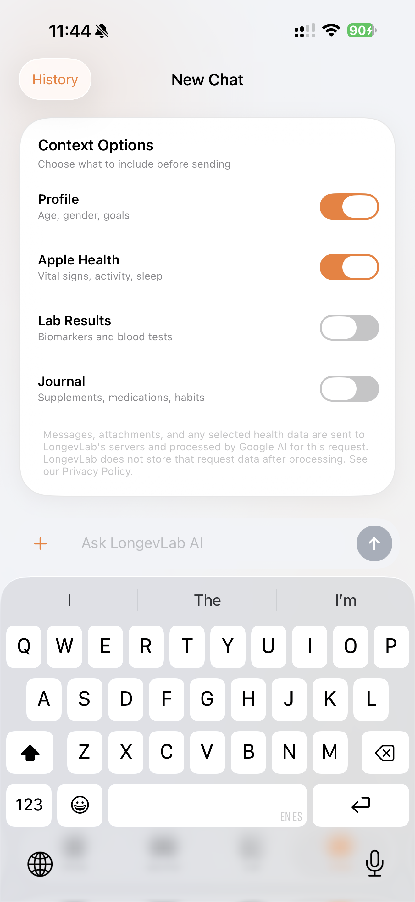Chat section screenshot inside iPhone 16 frame