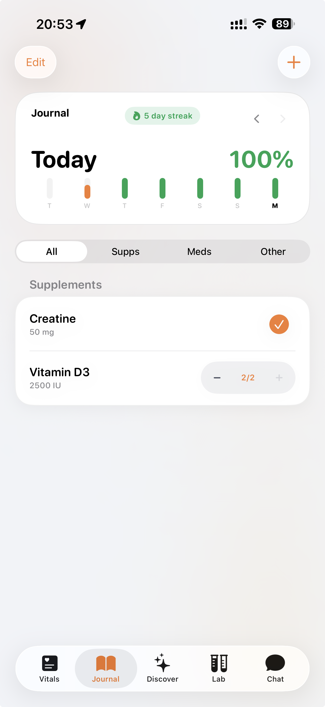 Journal section screenshot inside iPhone 16 frame