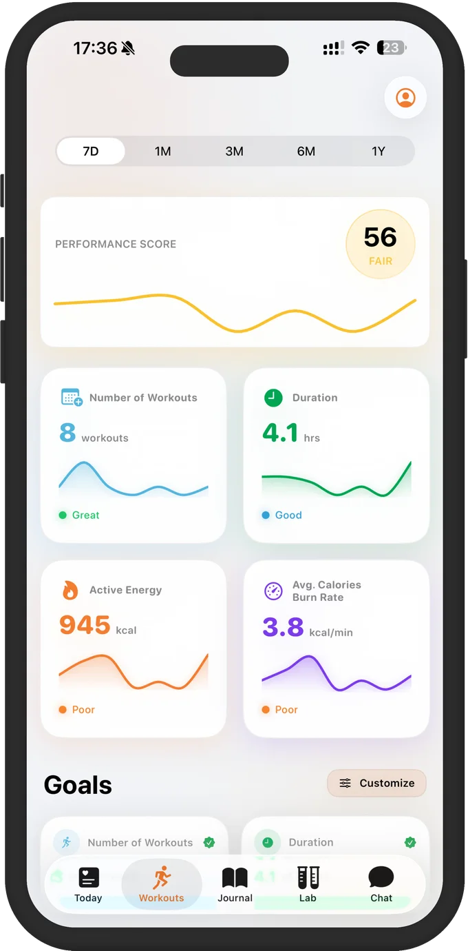 workouts section preview